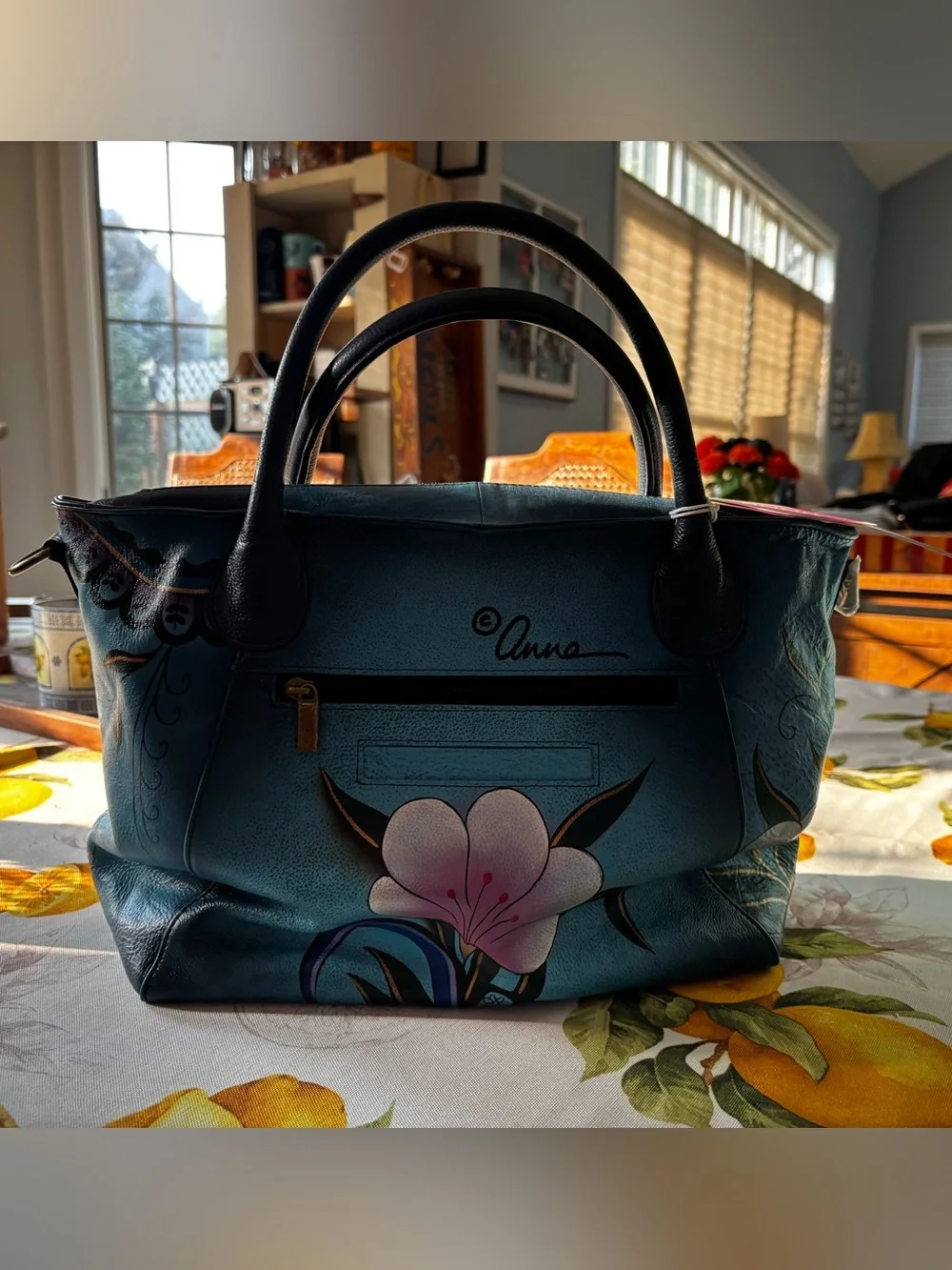 Anna by Anischka Genuine Leather Large Slouch Tote Bag